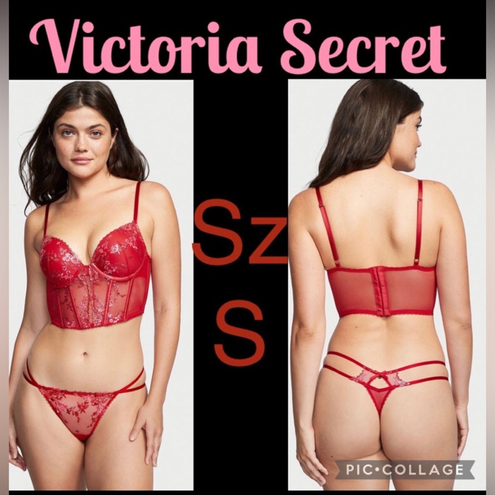 VS Very Sexy Floral Embroidery Thong Panty Sz S